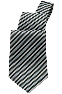 Silver Diagonal Striped Tie - side view